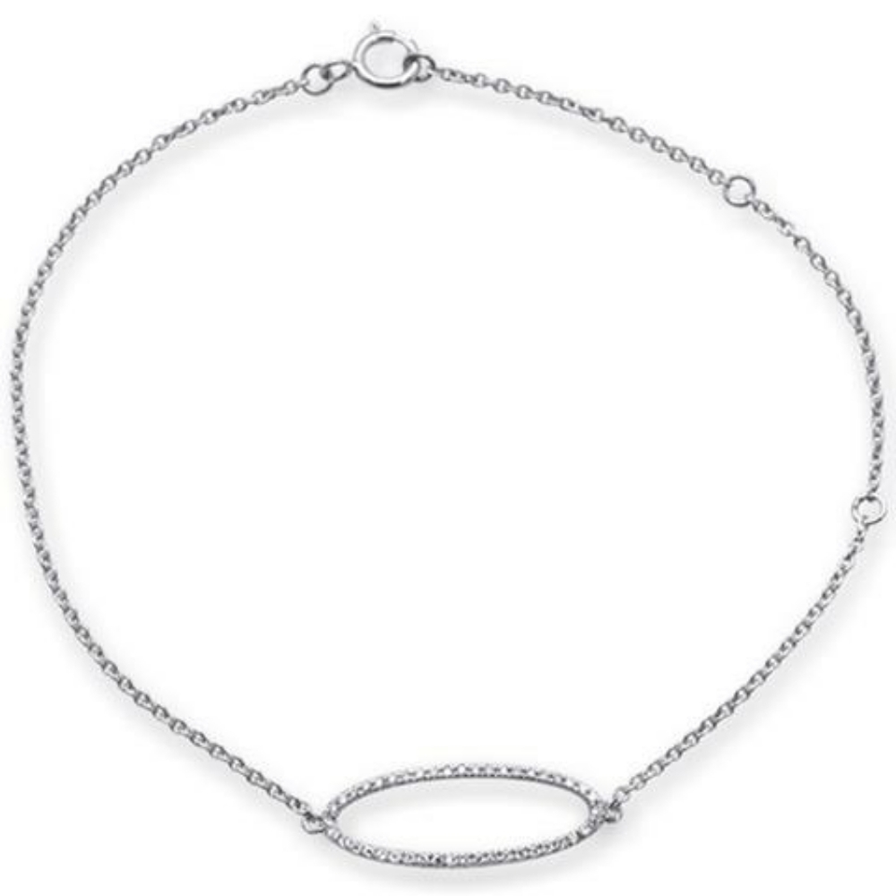 .09ct 14kt white gold diamond trendy oval shape